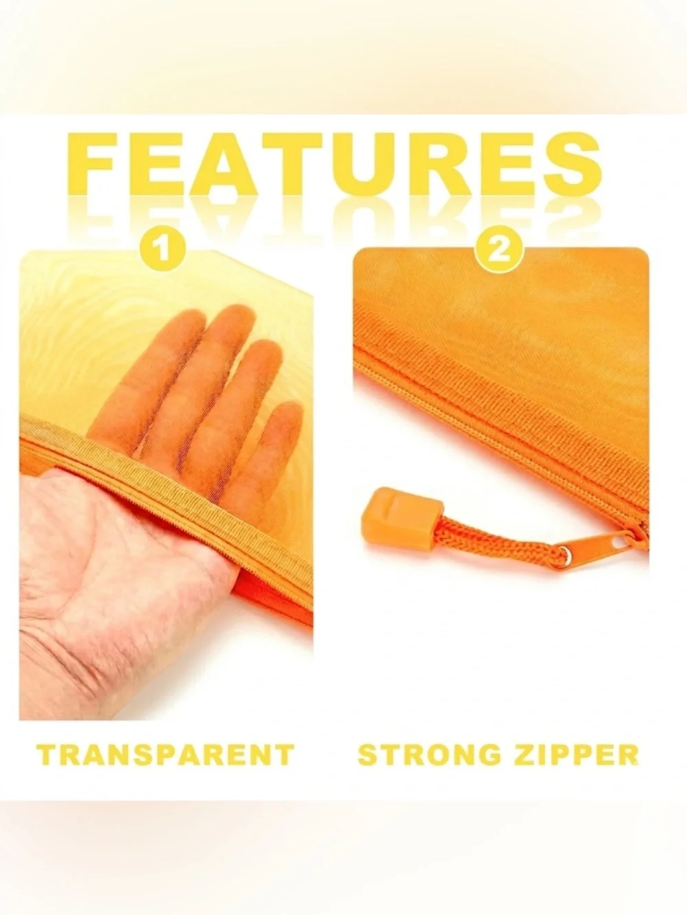 Mesh Zipper Pouch Bag – Orange Organizer Storage Case